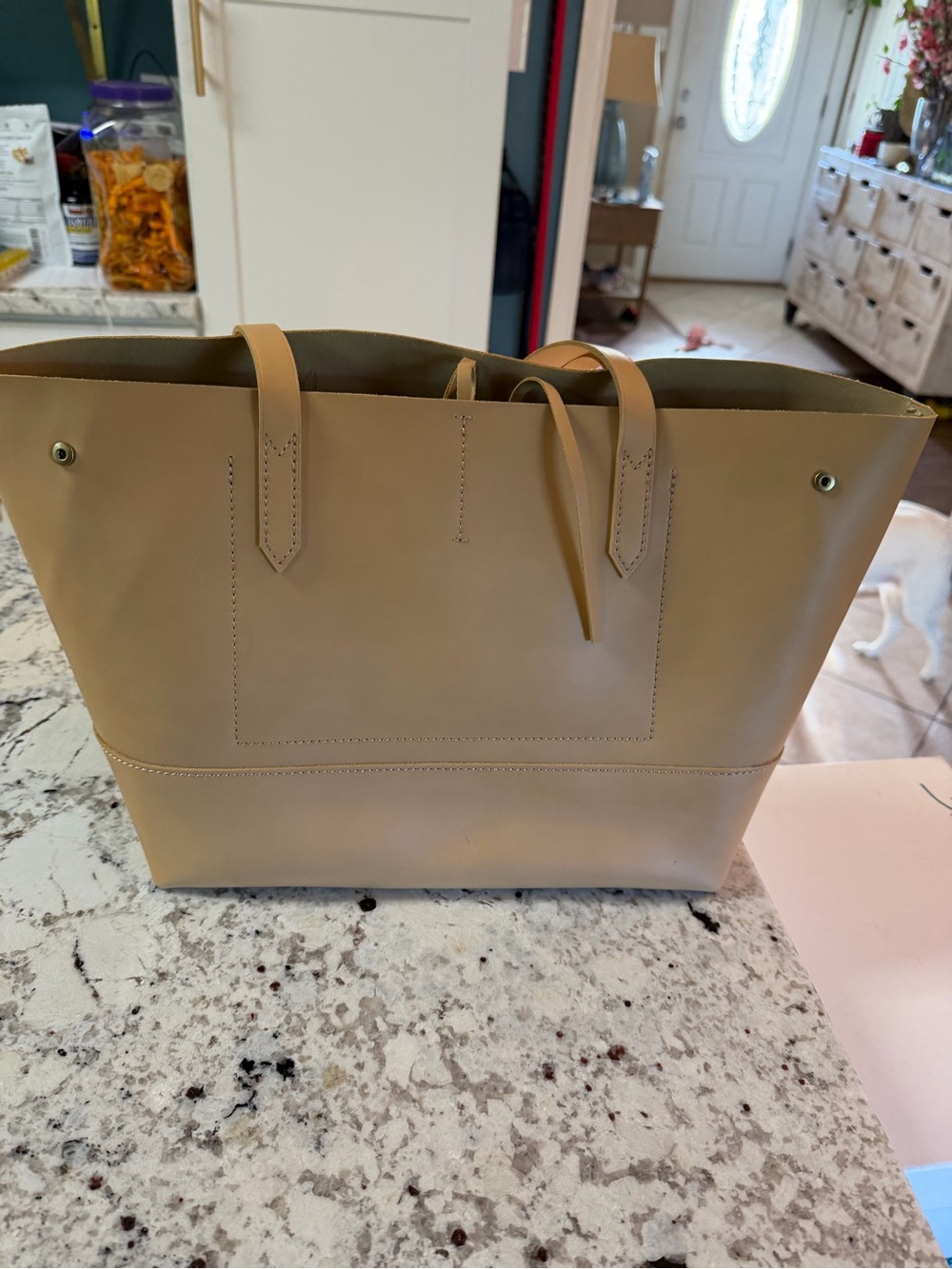 J. Crew Neutral Leather Tote in Light Tan